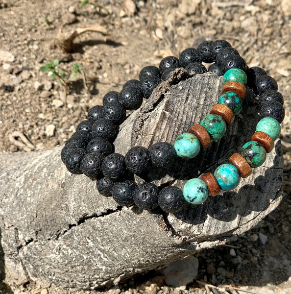 Joli bracelet en rhodonite et turquoise symbole d'amitié et protection –  Oussia