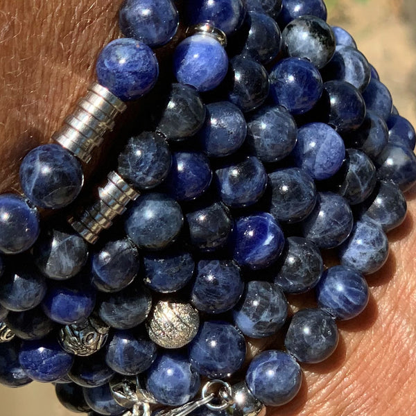 Bracelet homme bleu perles sodalite et argent