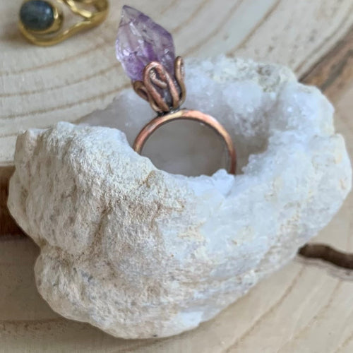 Raw natural amethyst ring, creation ring