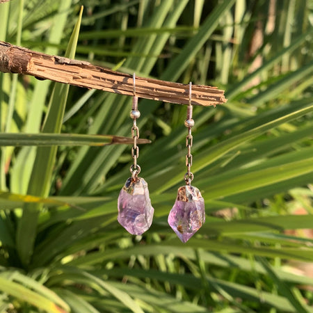 Rough stone ring, clear amethyst, unique model