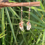 Boucles d'oreilles pointe de quartz brut (cristal de roche)