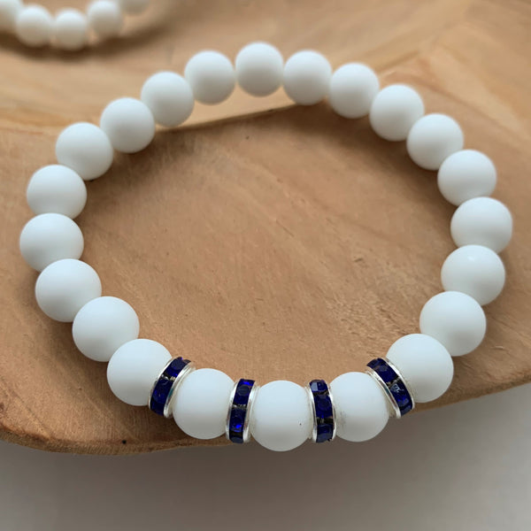 Bracelet agate noire, agate blanche pour lui, pour elle, la pierre de la paix