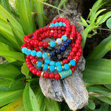 Bracelet en corail et turquoise, bracelet minimaliste