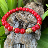 14K gold red coral bracelet