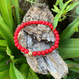 14K gold red coral bracelet