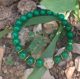 Bracelet panthère zircon, corail, jade, malachite 