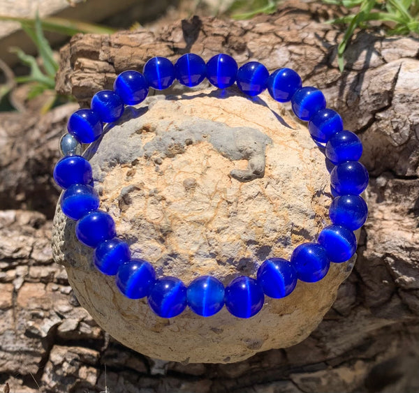 Bracelet œil de chat bleu protège du mauvais œil, bracelet homme