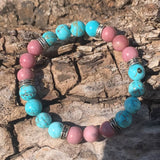 Rhodonite and turquoise bracelet