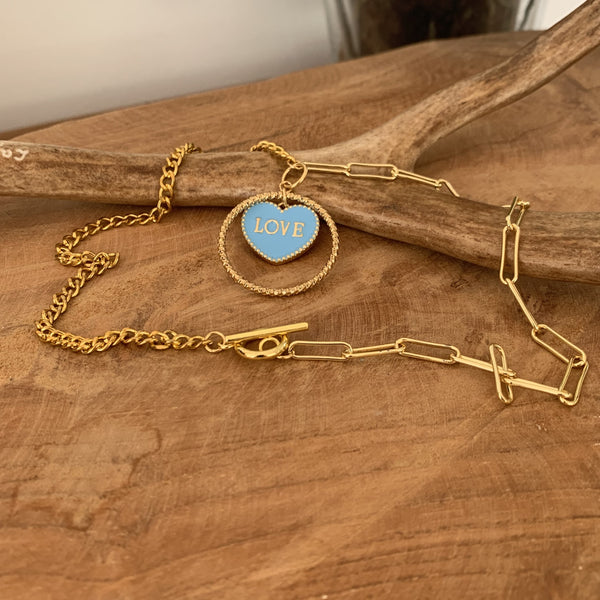 Collier Love, collier coeur, cœur, un bijoux d'été