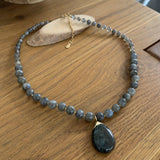 Blue labradorite necklace in natural stones
