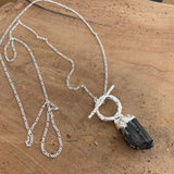 Long collier Tourmaline noire brute, un collier chaîne amovible