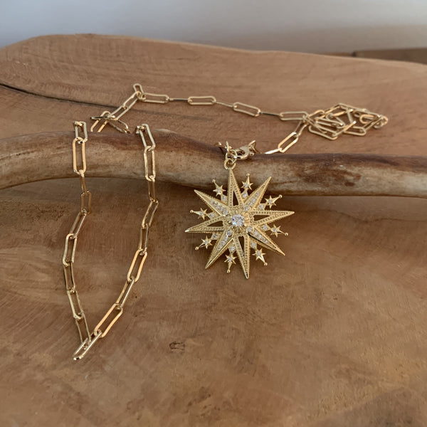Collier flocon de neige étoile or, un long collier en forme Y ajustable