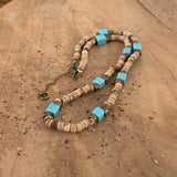 Choker Turquoise, tour de cou perles coco et turquoise naturelle