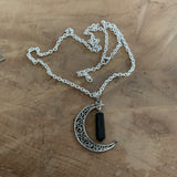 Collier Lune Tourmaline Noire, collier gothique, bijou protecteur