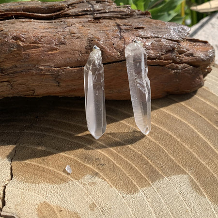 Boucles d'oreilles pointe de quartz brut (cristal de roche)