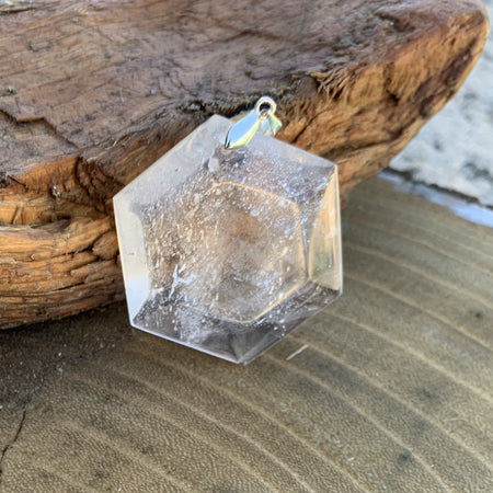 Pendentif merkabah en cristal de roche, symbole de géométrie sacrée, un talisman