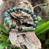 Bracelet jaspe africain, bracelet turquoise africaine, bracelet homme, 