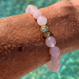 Bracelet quartz rose or et zircon, 