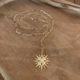 Collier flocon de neige étoile or, un long collier en forme Y ajustable