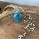 Collier pendentif apatite, Pendentif en argent apatite bleue océan