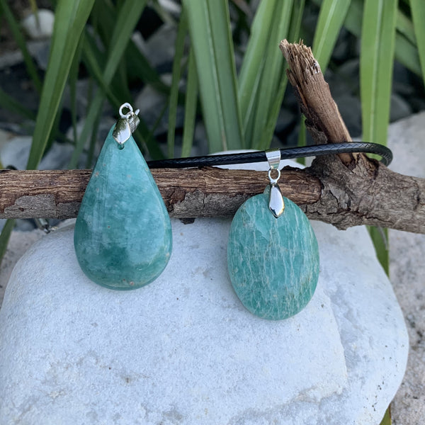 Made-to-order natural blue amazonite pendant