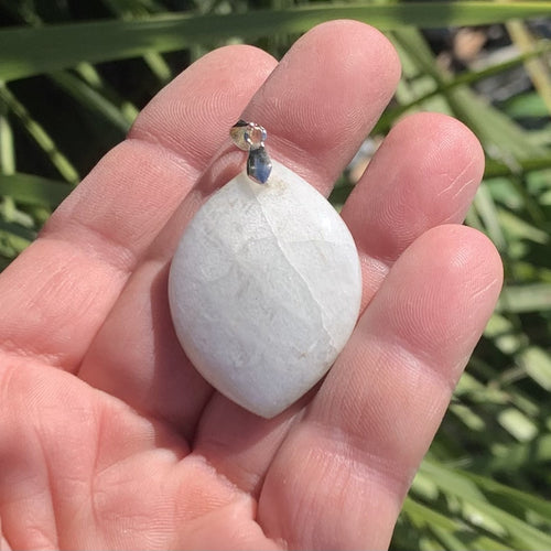Extra white labradorite pendant, peristerite, rainbow moonstone