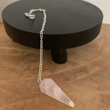 Pendule quartz rose en forme de goutte, fait main, pendule divinatoire