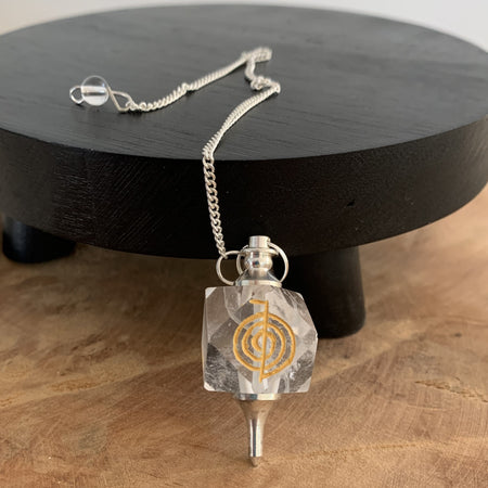 Pendule en quartz rose, pendule divinatoire, pendule à 6 facettes, cristal