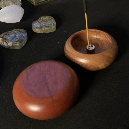 Support, trépied en bois pour sphère, boule de cristal, œuf en pierre et abalone