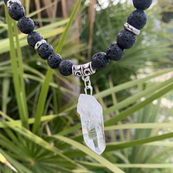 Collier quartz lémurien naturel fait main, Bijou bohème