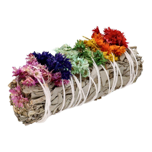 Bâton de Sauge blanche et fleurs séchées pour la fumigation ou en décoration