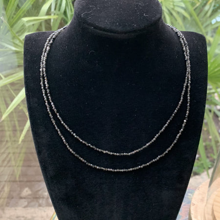 Collier obsidienne noire et pendentif tourmaline noire naturelle, fait main, collier de protection