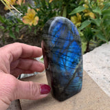 Purple polished labradorite, atypical clear stone