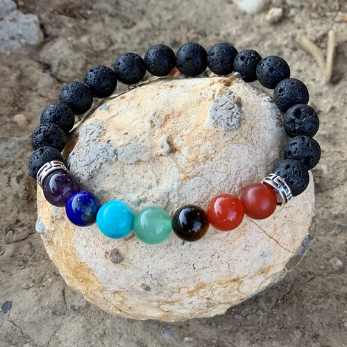 Bracelet the 7 chakras in natural pearls