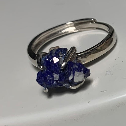 Azurite ring on silver