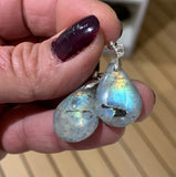 Rainbow clear labradorite earrings extra quality