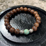 Natural wood bracelet, wenge wood beads and sandalwood, men's bracelet