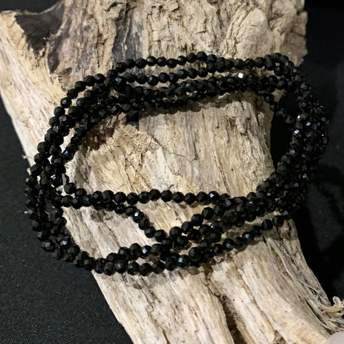 Bracelet spinelle noir authentique, bracelet minimaliste pour homme et femme