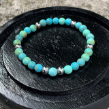 Bracelet fin en perles de turquoise et labradorite 