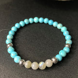 Thin bracelet in turquoise and labradorite beads