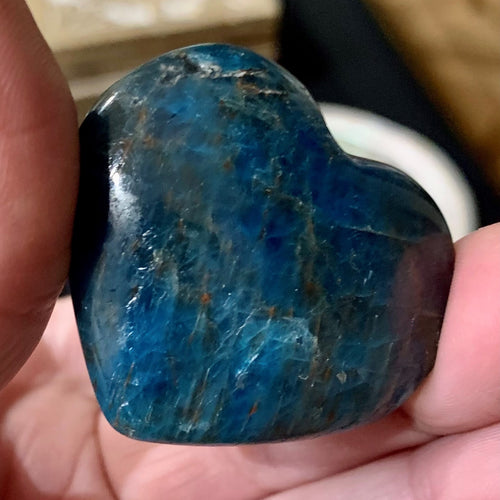 Heart in blue apatite, heart on request