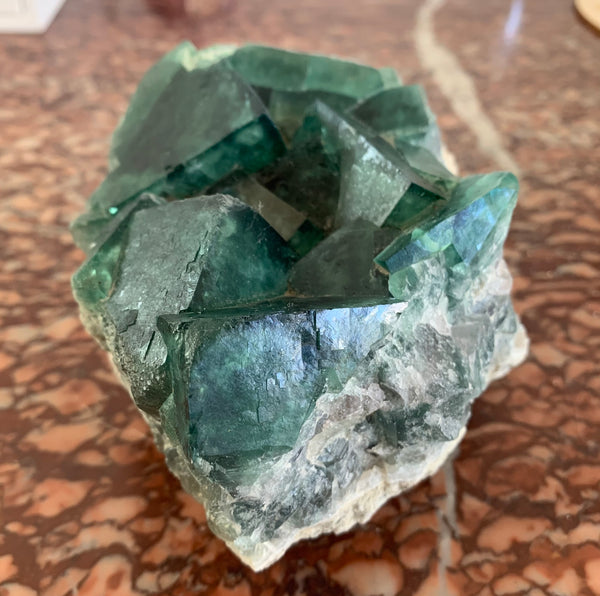 Large crystallized green fluorite "the stone of genius"